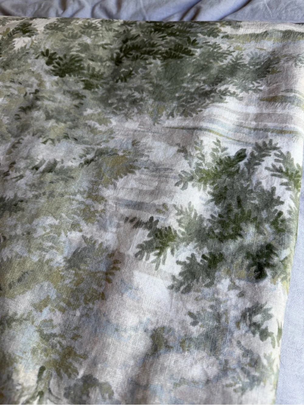 Pottery Barn Green and Beige Toile Duvet Cover